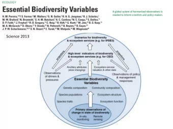 Science 2013  Goal  Iden1fy and priori1ze biological variables as MBON  products  Priori%za%on