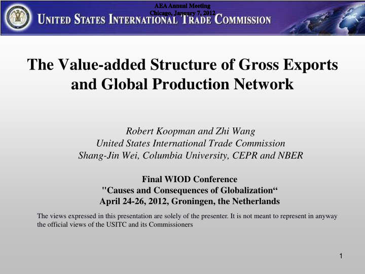 the value added structure of gross exports and global