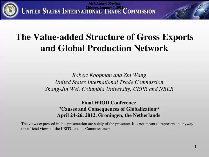 the value added structure of gross exports and global