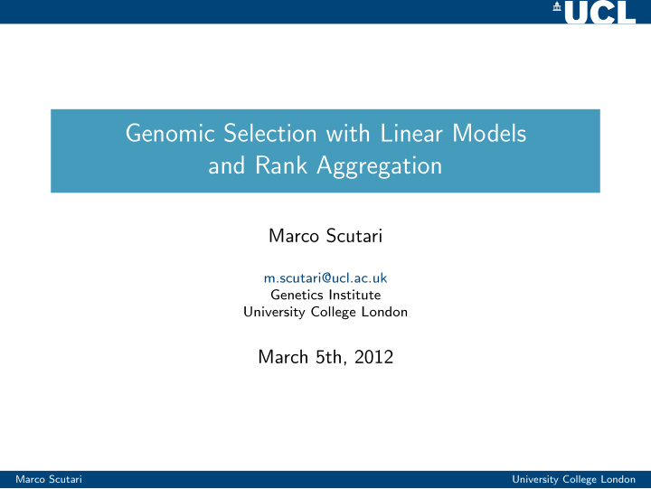 genomic selection with linear models and rank aggregation