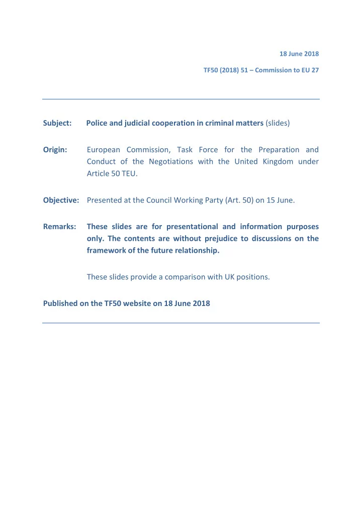 subject police and judicial cooperation in criminal