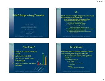 CL  ECMO Bridge to Lung Transplant  48y M Peruvian immigrant aquarium cleaner with  acute hypoxic
