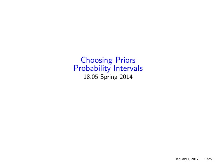 choosing priors probability intervals