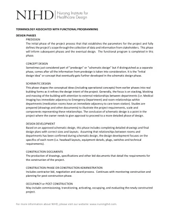 TERMINOLOGY ASSOCIATED WITH FUNCTIONAL PROGRAMMING  DESIGN PHASES  PREDESIGN  The initial phase of