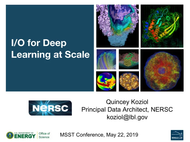 i o for deep learning at scale