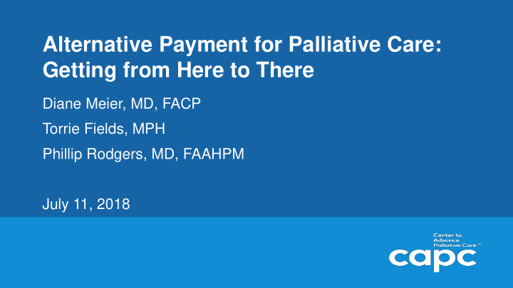 alternative payment for palliative care