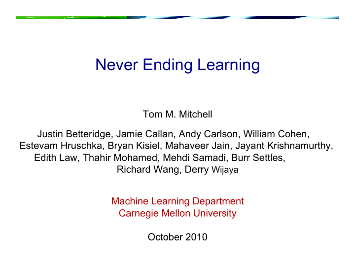 never ending learning