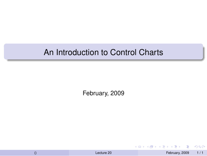 an introduction to control charts