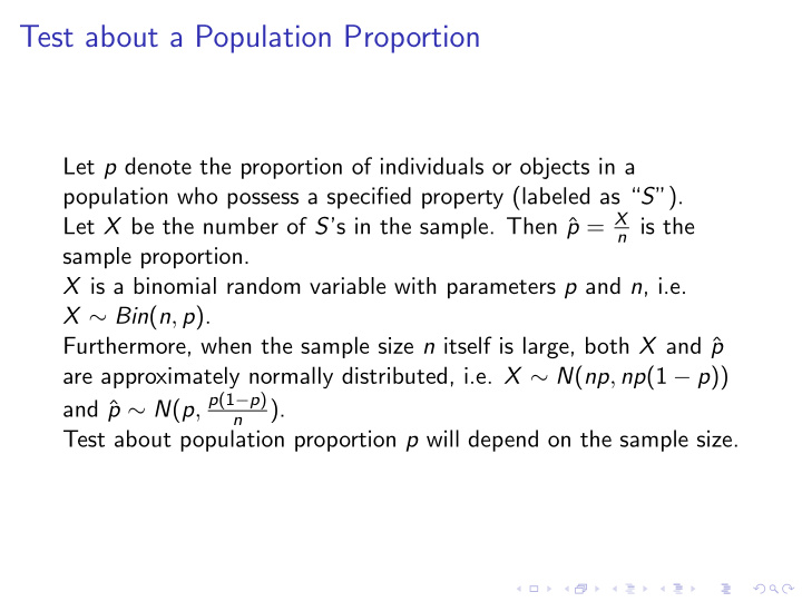 test about a population proportion