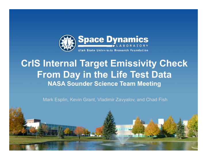 cris internal target emissivity check from day in the