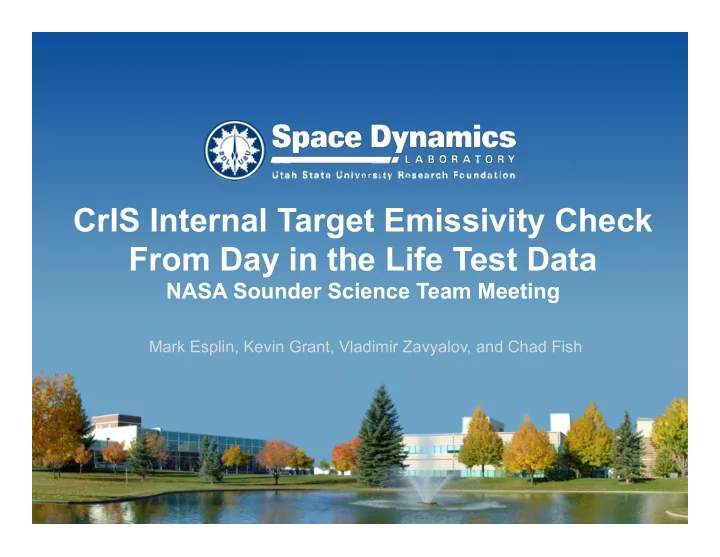 cris internal target emissivity check from day in the
