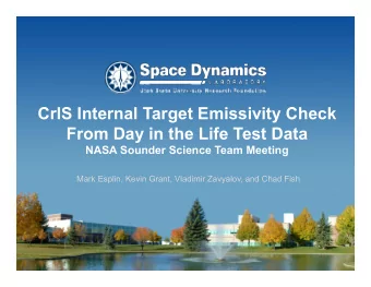 CrIS Internal Target Emissivity Check  From Day in the Life Test Data  NASA Sounder Science Team