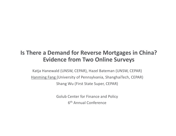 is there a demand for reverse mortgages in china evidence