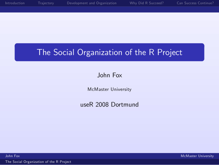 the social organization of the r project