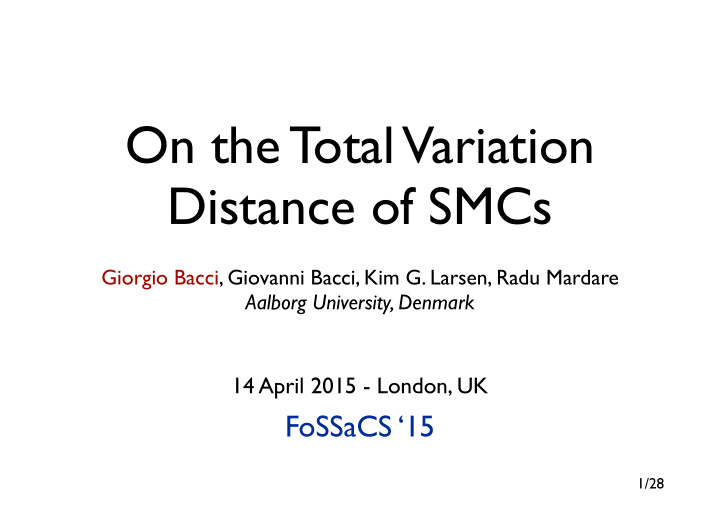 on the total variation distance of smcs