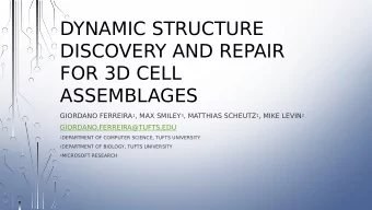 DYNAMIC STRUCTURE  DISCOVERY AND REPAIR  FOR 3D CELL  ASSEMBLAGES GIORDANO FERREIRA 1 , MAX SMILEY