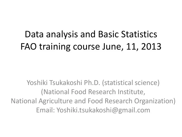 fao training course june 11 2013