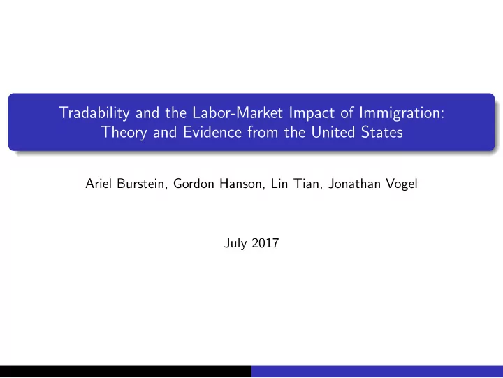 tradability and the labor market impact of immigration