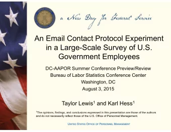 An Email Contact Protocol Experiment  in a Large-Scale Survey of U.S.  in a Large Scale Survey of