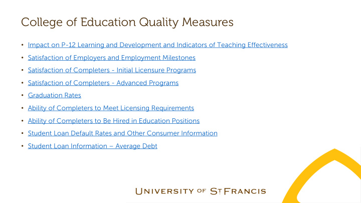 college of education quality measures