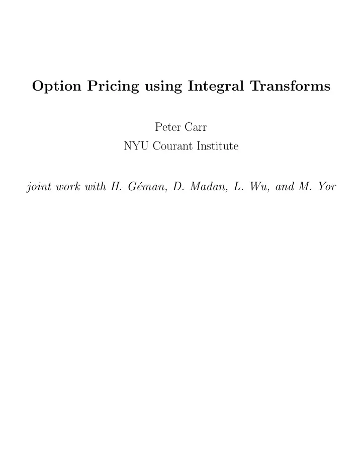 option pricing using integral transforms