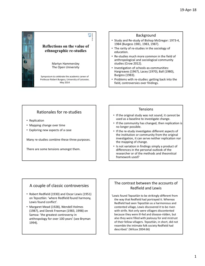 rationales for re studies