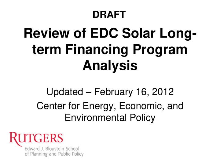 review of edc solar long