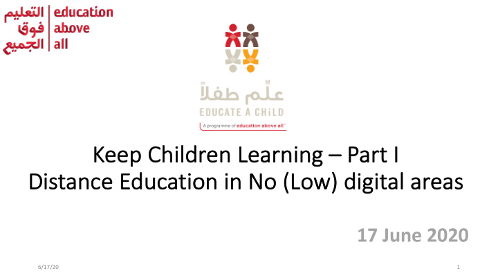 ke keep children learning pa part i distance education in