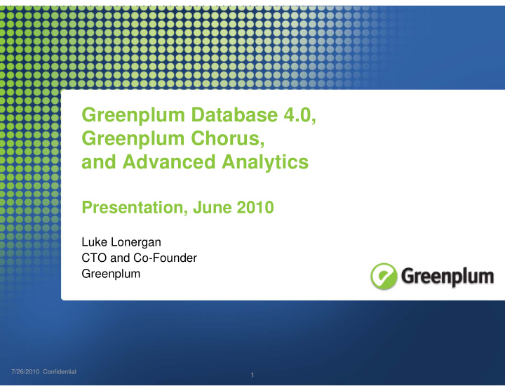greenplum database 4 0 greenplum chorus and advanced