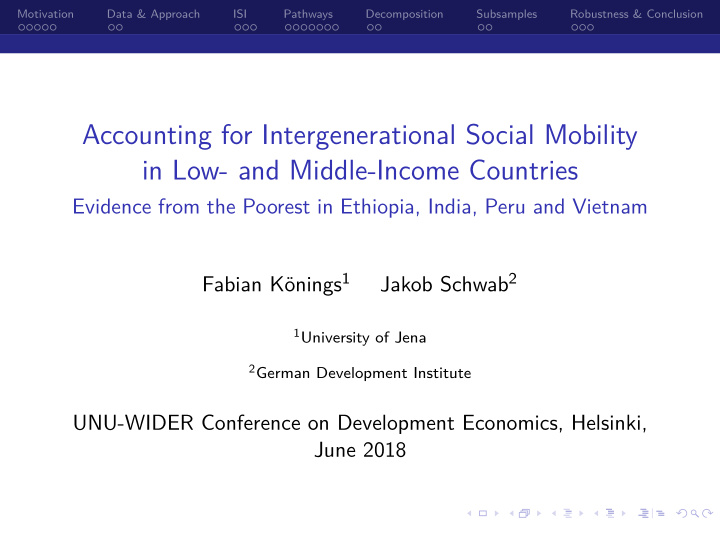 accounting for intergenerational social mobility in low