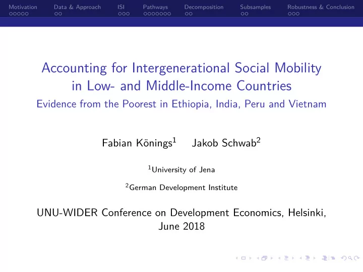 accounting for intergenerational social mobility in low