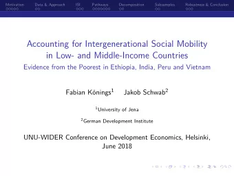 Accounting for Intergenerational Social Mobility  in Low- and Middle-Income Countries  Evidence