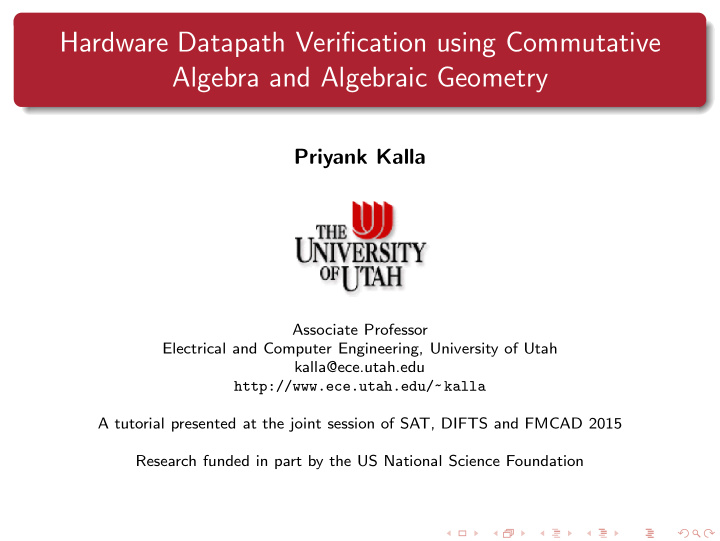 hardware datapath verification using commutative algebra