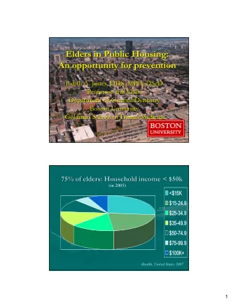 Elders in Public Housing:  Elders in Public Housing:  An opportunity for prevention  An opportunity