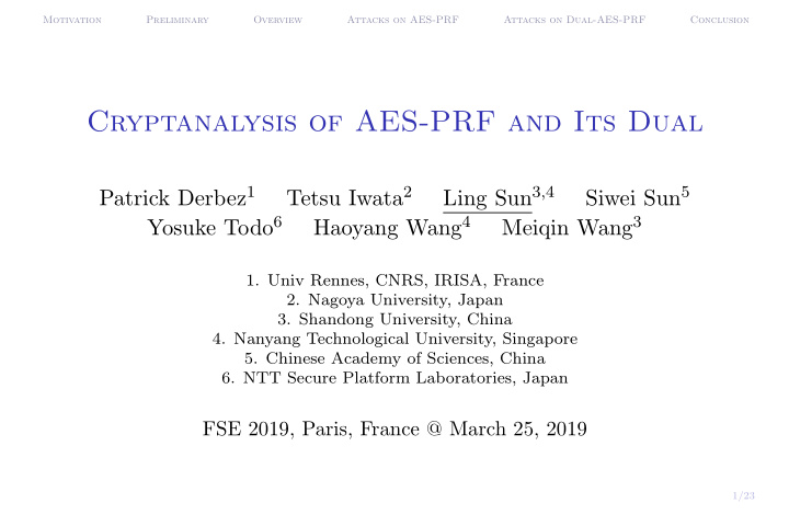 cryptanalysis of aes prf and its dual
