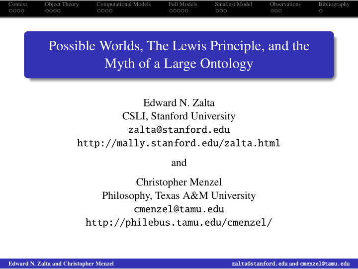 possible worlds the lewis principle and the myth of a