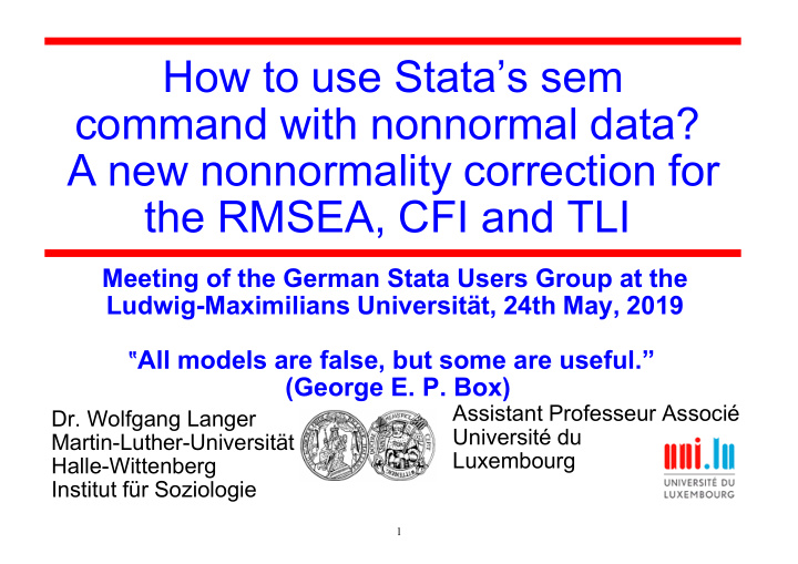 how to use stata s sem command with nonnormal data a new