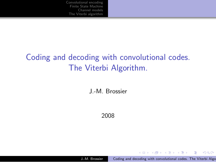 coding and decoding with convolutional codes the viterbi