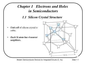 Chapter 1   Electrons and Holes  in Semiconductors  1.1  Silicon Crystal Structure   Unit cell