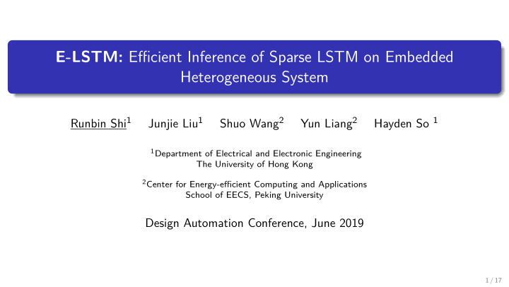 e lstm efficient inference of sparse lstm on embedded
