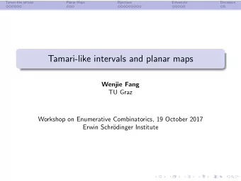 Tamari-like intervals and planar maps  Wenjie Fang  TU Graz  Workshop on Enumerative Combinatorics,