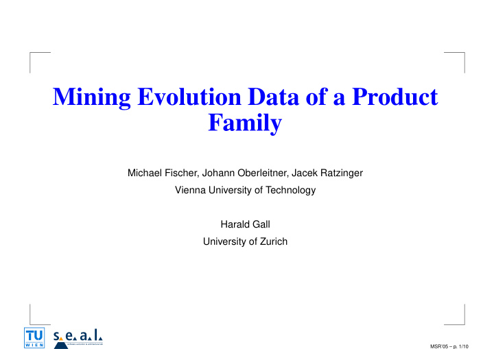 mining evolution data of a product family