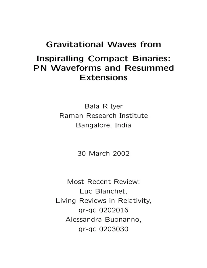 gravitational waves from inspiralling compact binaries pn