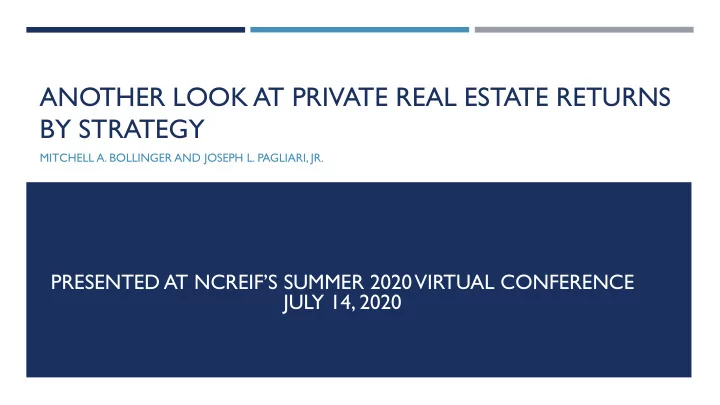 another look at private real estate returns