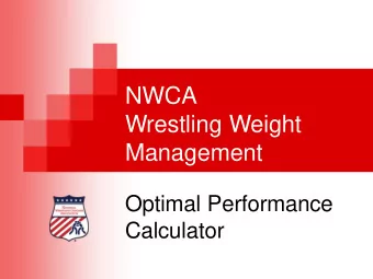 NWCA  Wrestling Weight  Management  Optimal Performance  Calculator  Step 5  Entering the Data