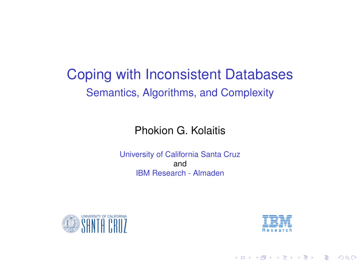 coping with inconsistent databases