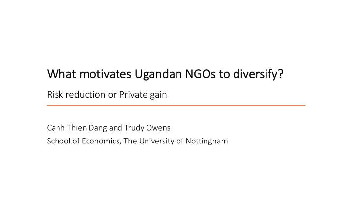 what motivates ugandan ngos to diversify y