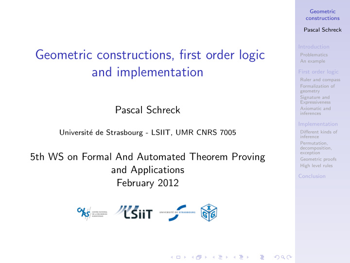 geometric constructions first order logic