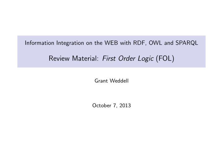 review material first order logic fol