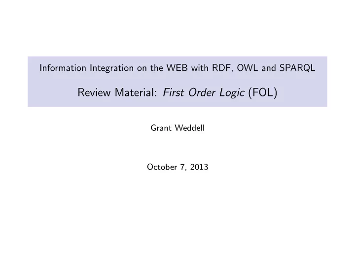 review material first order logic fol